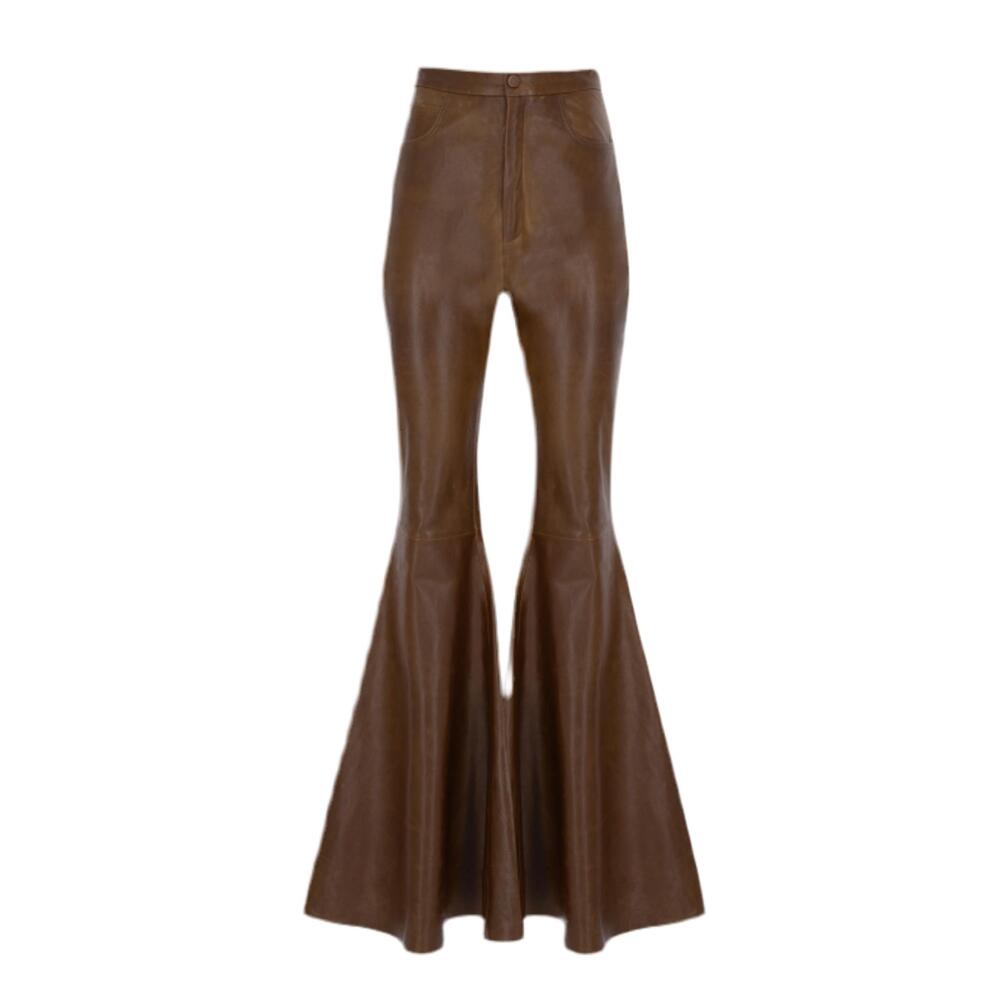 NEW ZEYNEP ARCAY women flare leather pants in rust - Picture 1 of 1